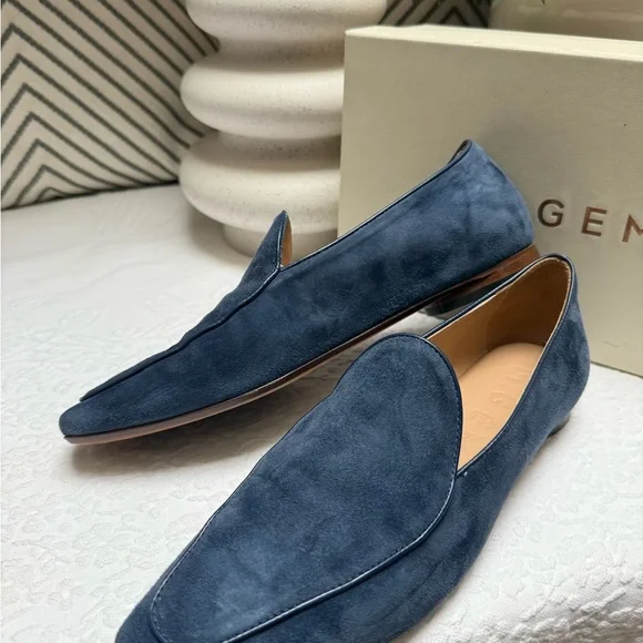 M. Gemi Blue Suede Loafers Slip-On Elegance - Picture 4 of 13